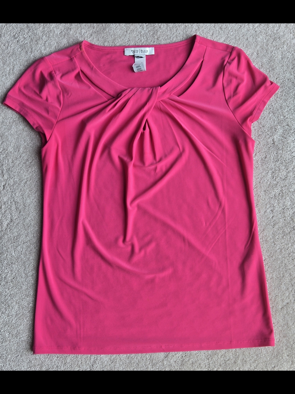 White House Black Market Hot Pink Short Sleeve Twist-Neck Tee